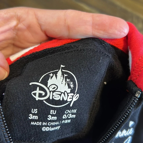 Disney Disneyland Minnie Mouse Bow Sweater Zip Jacker Hooded Baby 3 months - Picture 2 of 3